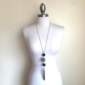 Long Silver Matinee Tassel Necklace